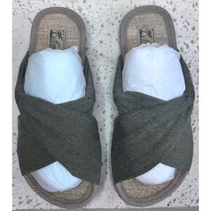 Komodo Bali Helena Green Sandal Organic Cotton & Recycled PU Footbed Size 4